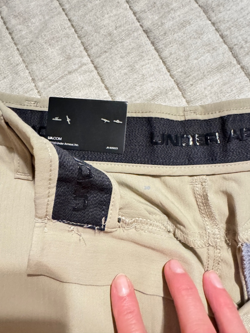 Under Armour Tan Performance Shorts with Gray Liner - Picture 4 of 5